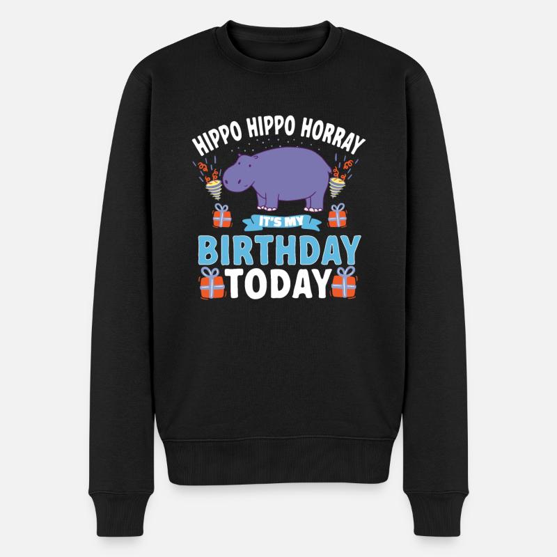 Flusspferd Nilpferd - Männer Premium Bio Pullover - Schwarz