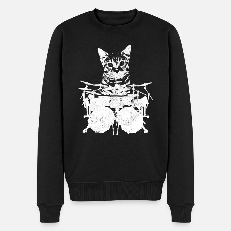 Drummer Schlagzeuger Geschenk Vintage - Männer Premium Bio Pullover - Schwarz