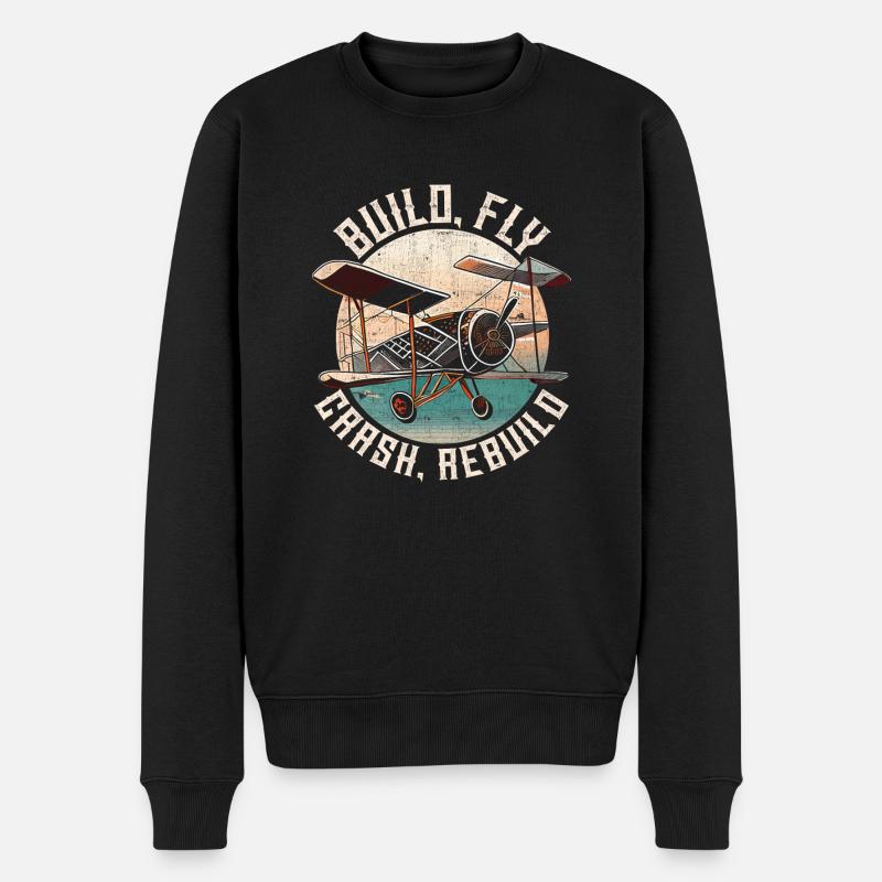 Modellflugzeug Build Fly Crash Rebuild - Männer Premium Bio Pullover - Schwarz