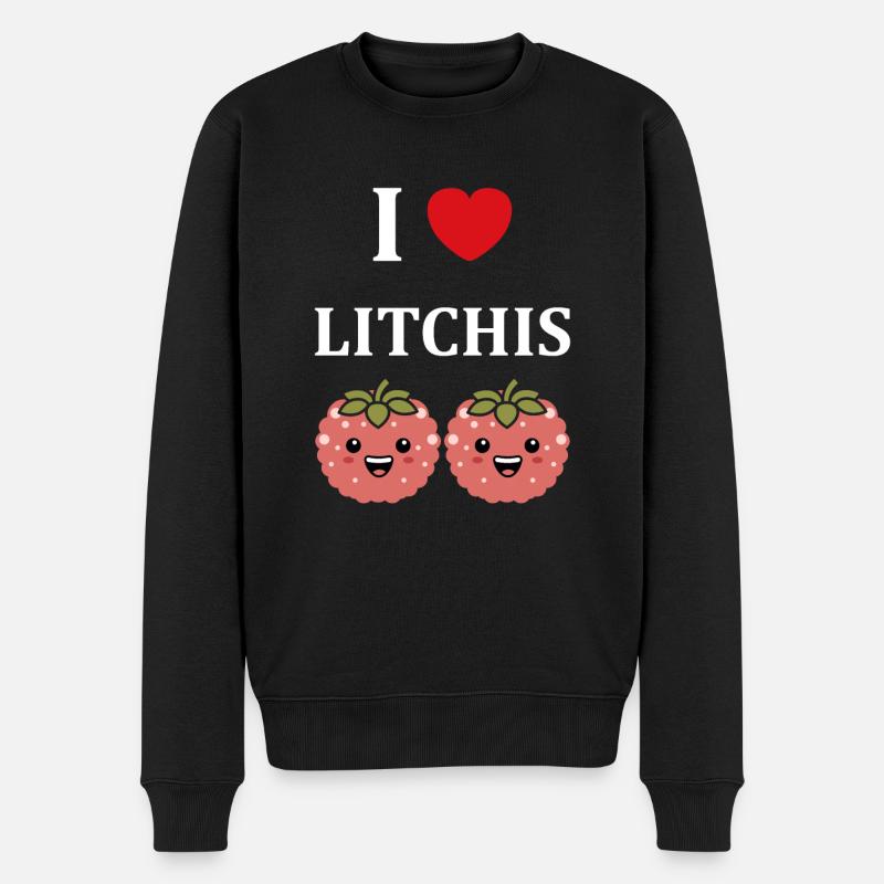 Fruit Humour petit litchi - Pull Premium bio Homme - noir