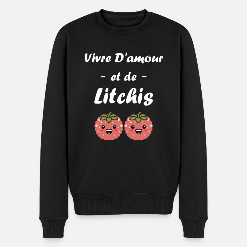 Fruit Humour petit litchi - Pull Premium bio Homme - noir