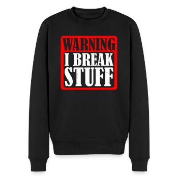 Warning I Break Stuff 5 - Männer Premium Bio Pullover - Schwarz - Vorne - Nico (187cm)