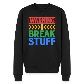Warning I Break Stuff 6 - Männer Premium Bio Pullover - Schwarz - Vorne - Nico (187cm)