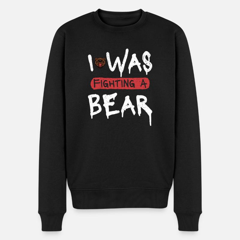 Conception hilarante du bras cassé. Je combattais un ours - Pull Premium bio Homme - noir