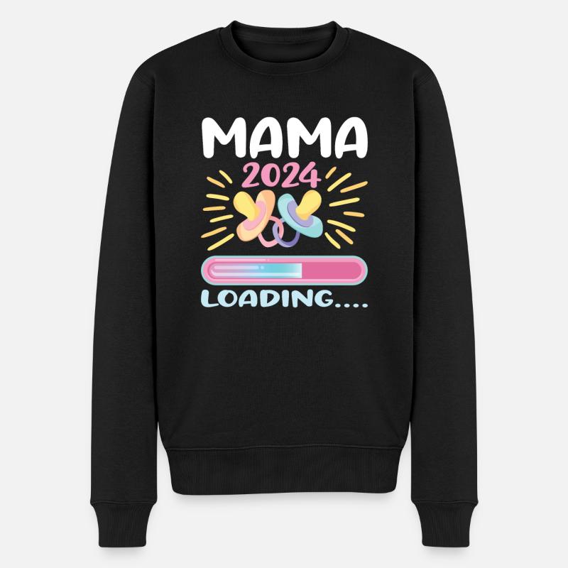 Mama 2024 werdende Mutter Schwangerschaft - Männer Premium Bio Pullover - Schwarz