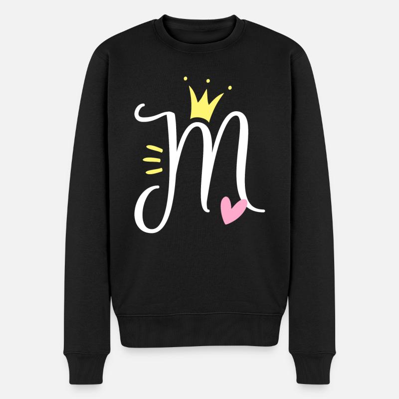 Buchstabe M Anfangsbuchstabe Krone - Männer Premium Bio Pullover - Schwarz
