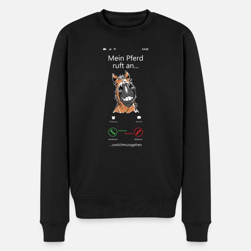 Pferd Reiter Pferdefan Pony Voltigieren Pferdespor - Männer Premium Bio Pullover - Schwarz