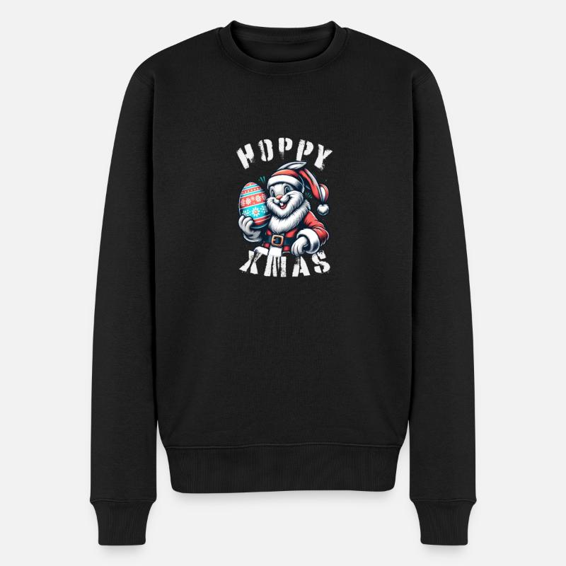 Weinachten Ostern Osterhase Weihnachtshase - Männer Premium Bio Pullover - Schwarz