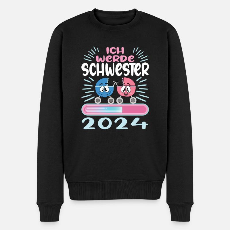 Schwester werden Schwester 2024 - Männer Premium Bio Pullover - Schwarz