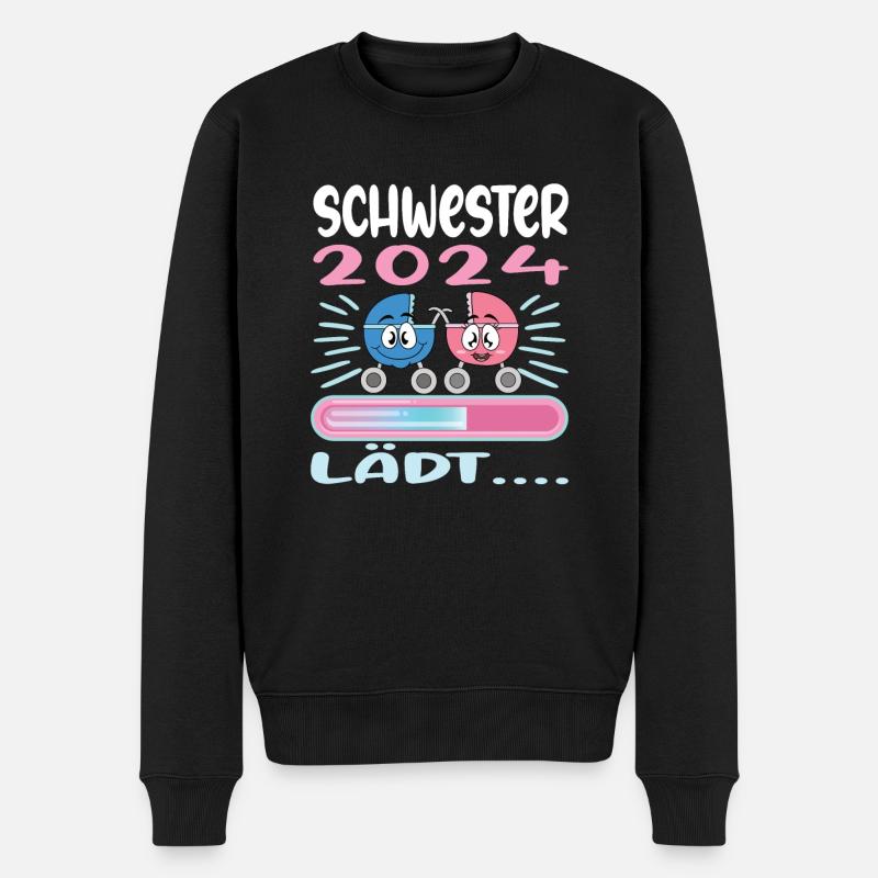 Schwester werden Schwester 2024 - Männer Premium Bio Pullover - Schwarz