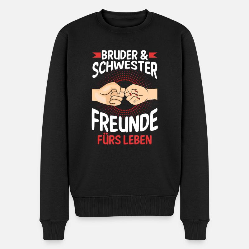 Geschwister Bruder und Schwester - Männer Premium Bio Pullover - Schwarz