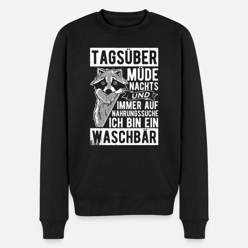 Waschbär Natur Wald Nahrung Geschenk Spruch Tierfa - Männer Premium Bio Pullover - Schwarz