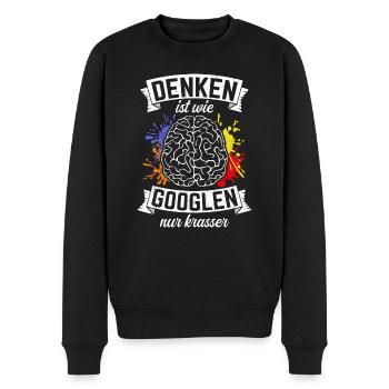 Denken Ist Wie Googlen Nur Krasser Gehirn Schüler - Männer Premium Bio Pullover - Schwarz - Vorne - Nico (187cm)