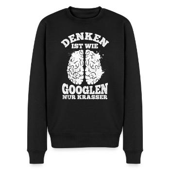 Denken Ist Wie Googlen Nur Krasser Gehirn Informat - Männer Premium Bio Pullover - Schwarz - Vorne - Nico (187cm)
