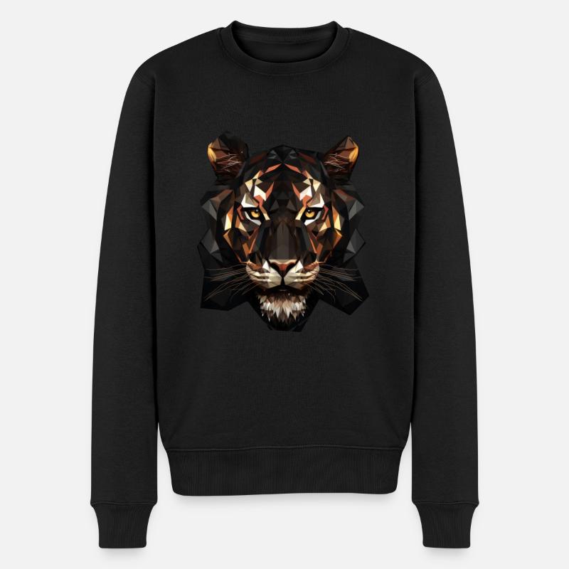 Animation géométrique de tigre - Pull Premium bio Homme - noir