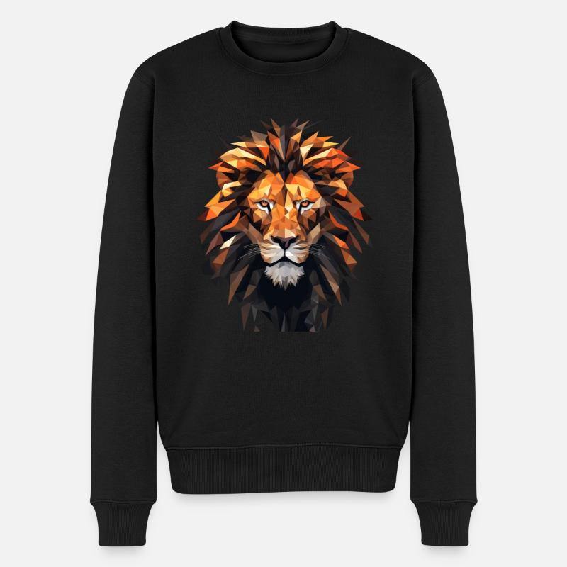Animation géométrique de lion - Pull Premium bio Homme - noir