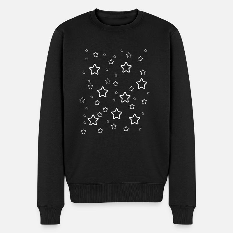 Weiße Sterne - Männer Premium Bio Pullover - Schwarz