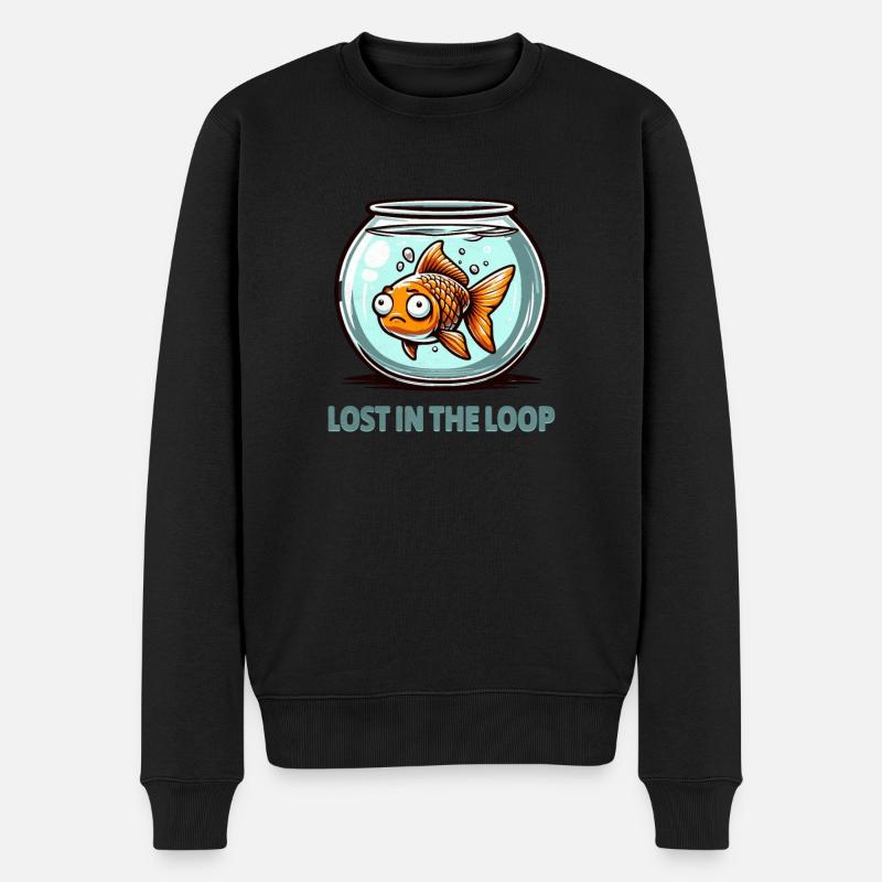 Lost In The Loop - Goldfish's Endless Journey - Männer Premium Bio Pullover - Schwarz