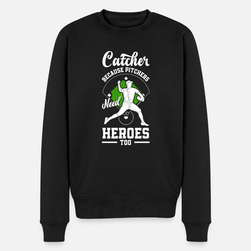 Lustiger Baseball - Männer Premium Bio Pullover - Schwarz