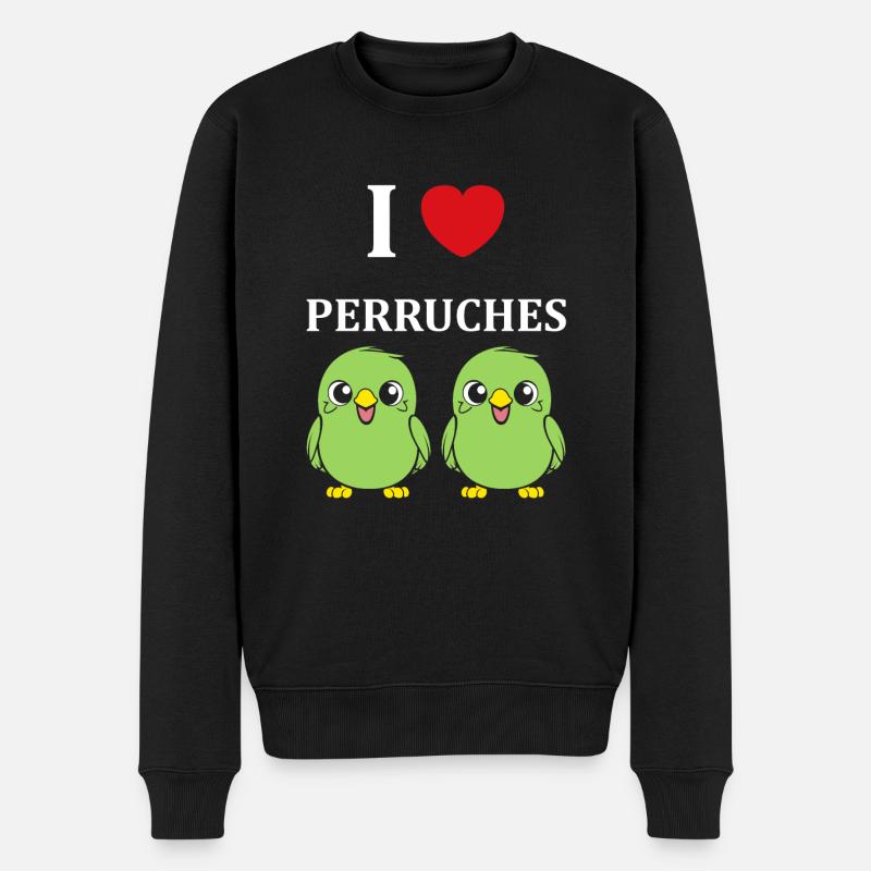 Oiseaux perruches humour petite perruche - Pull Premium bio Homme - noir