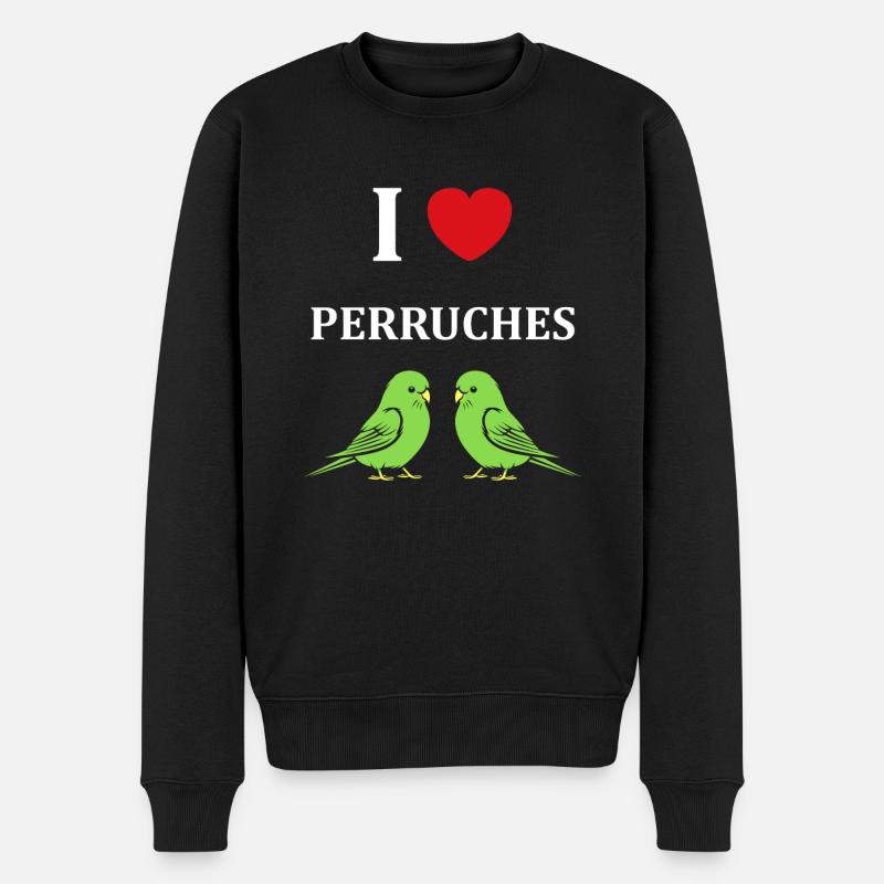 Oiseaux perruches humour petite perruche - Pull Premium bio Homme - noir