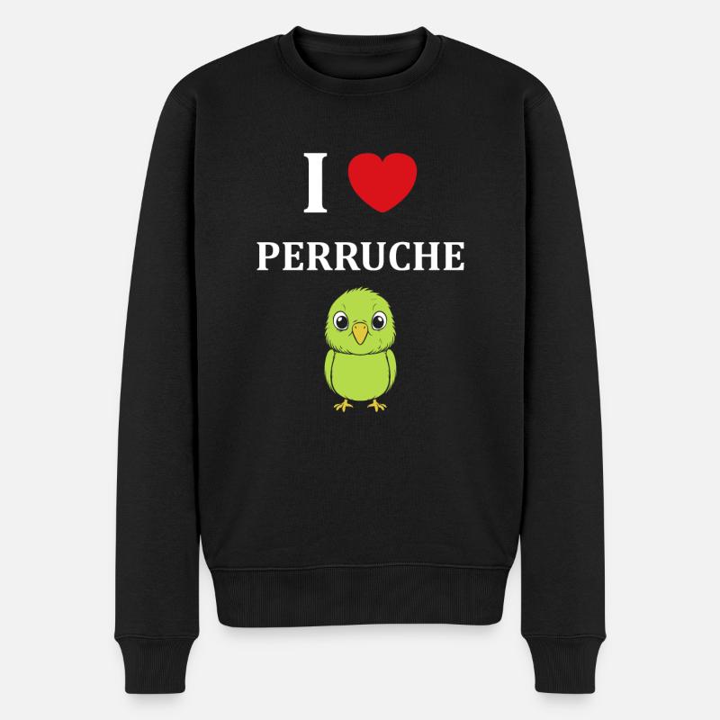 Oiseaux perruches humour petite perruche - Pull Premium bio Homme - noir