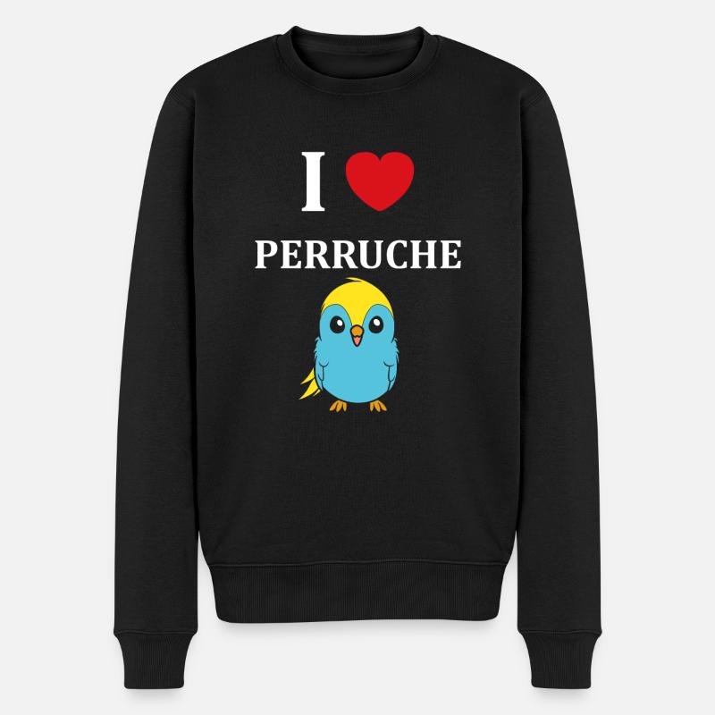 Oiseaux perruches humour petite perruche - Pull Premium bio Homme - noir