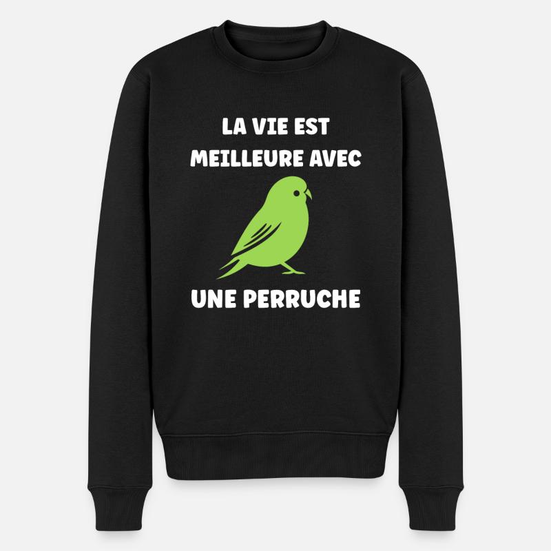 Oiseaux perruches humour petite perruche - Pull Premium bio Homme - noir