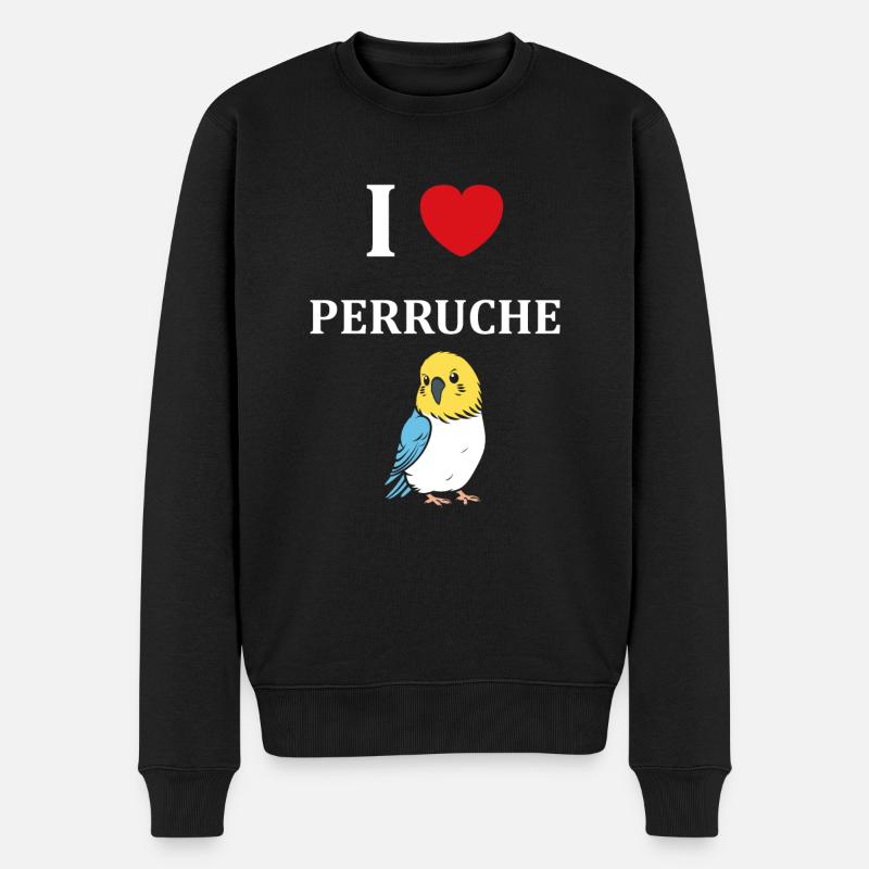 Oiseaux perruches humour petite perruche - Pull Premium bio Homme - noir