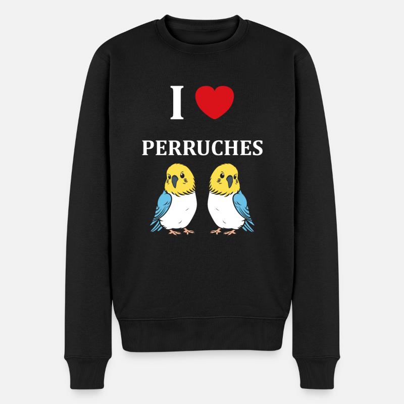 Oiseaux perruches humour petite perruche - Pull Premium bio Homme - noir
