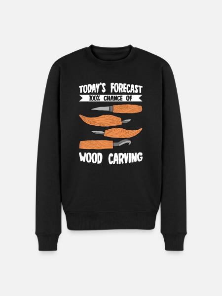 Wood Shining Wood Carving - Men's Premium Organic Jumper - black