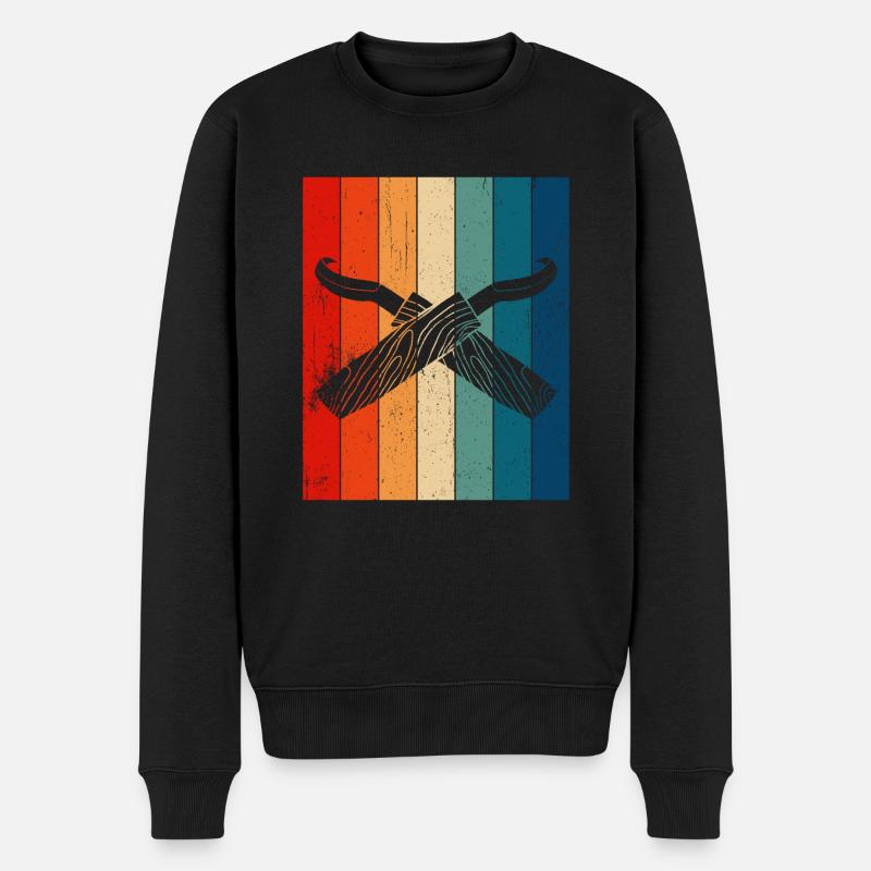 Holz schintzen Holzschnitzerei - Männer Premium Bio Pullover - Schwarz