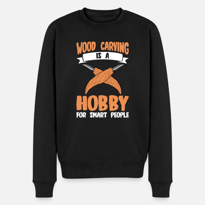 Holz schintzen Holzschnitzerei - Männer Premium Bio Pullover - Schwarz