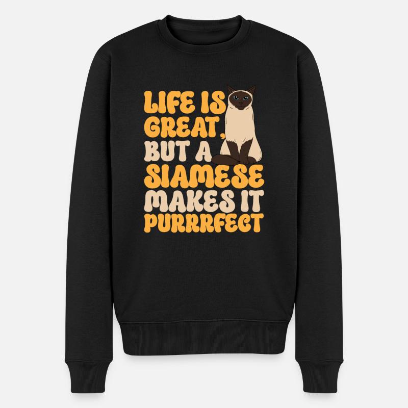 Siamkatze - Männer Premium Bio Pullover - Schwarz