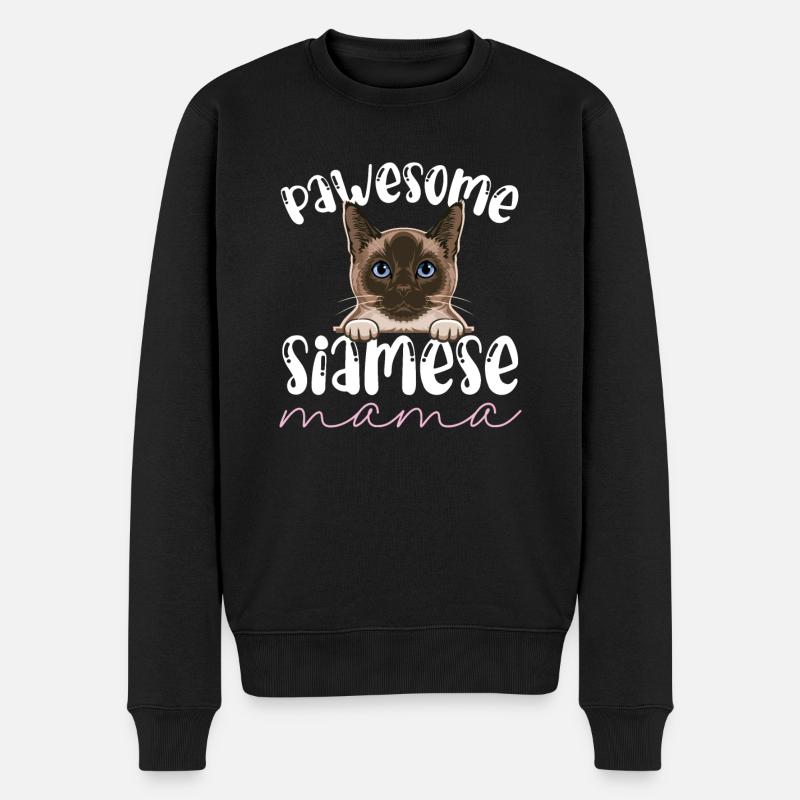 Siamkatze - Männer Premium Bio Pullover - Schwarz
