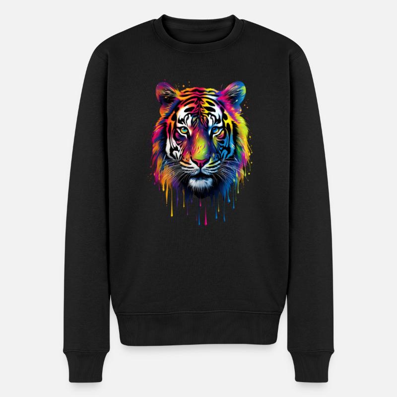 Regnbåge Tiger - Ekologisk premiumtröja herr - svart