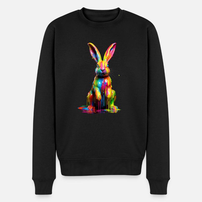 Rainbow Rabbit - Männer Premium Bio Pullover - Schwarz