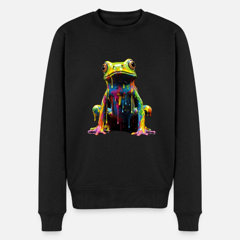 Rainbow Frog - Männer Premium Bio Pullover - Schwarz