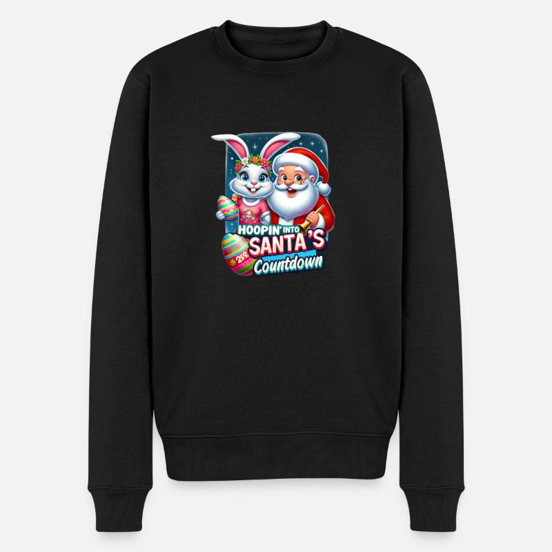 Silvesterfeier mit Osterhase & Weihnachtsmann - Männer Premium Bio Pullover - Schwarz
