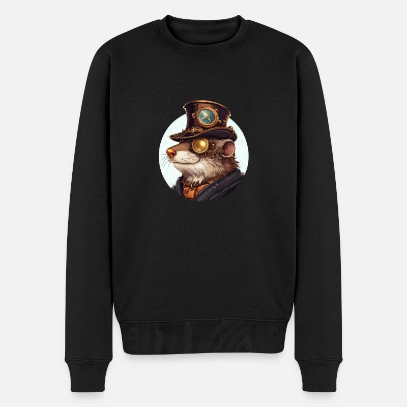 Otter im Steampunk-Stil - Männer Premium Bio Pullover - Schwarz