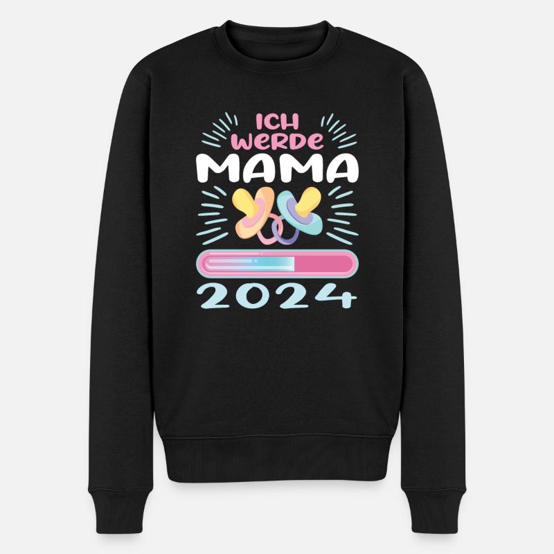 Mama 2024 werdende Mutter Schwangerschaft - Männer Premium Bio Pullover - Schwarz