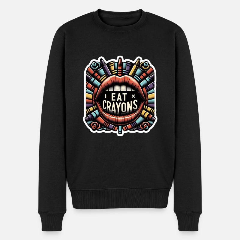 I Eat Crayons 7 - Männer Premium Bio Pullover - Schwarz