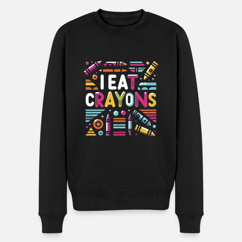 I Eat Crayons 9 - Männer Premium Bio Pullover - Schwarz