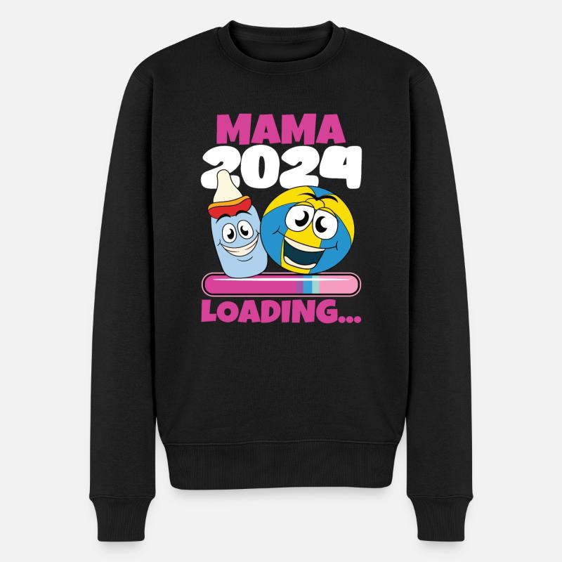 Mama 2024 werdende Mutter Schwangerschaft - Männer Premium Bio Pullover - Schwarz