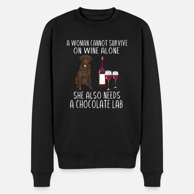 Chien Labrador Retriever chocolat - Pull Premium bio Homme - noir