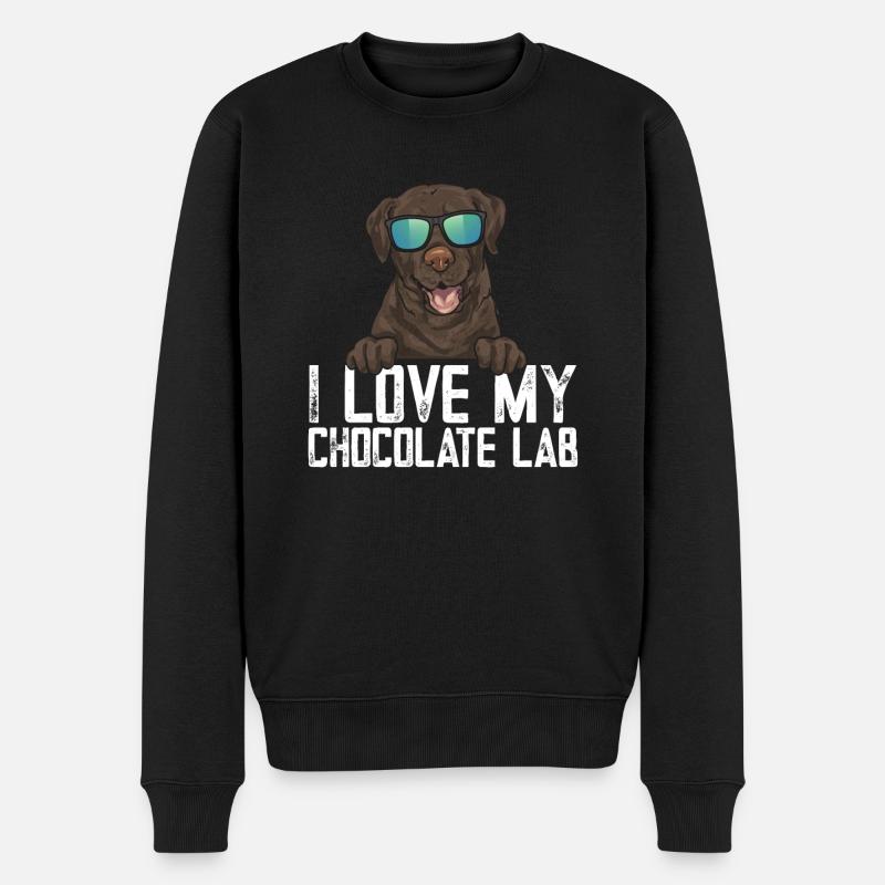 Chien Labrador Retriever chocolat - Pull Premium bio Homme - noir