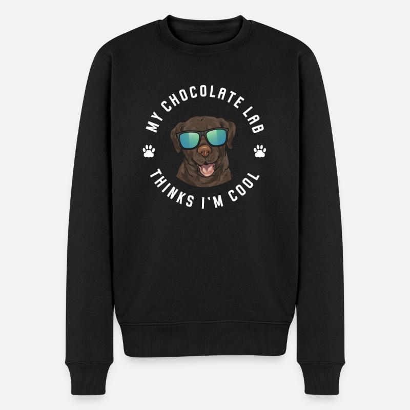Chien Labrador Retriever chocolat - Pull Premium bio Homme - noir