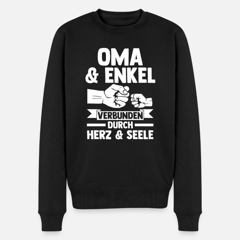 Oma Großmutter und Enkel - Männer Premium Bio Pullover - Schwarz
