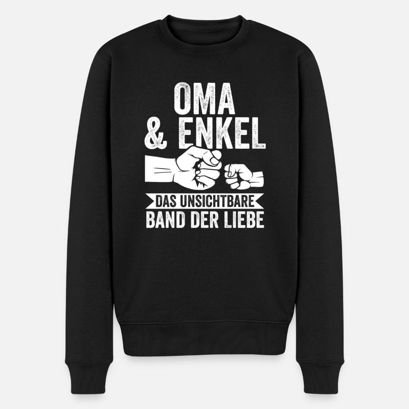 Oma Großmutter und Enkel - Männer Premium Bio Pullover - Schwarz
