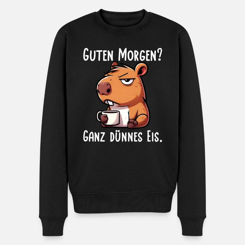 Capybara Guten Morgen Ganz Dünnes Eis - Männer Premium Bio Pullover - Schwarz
